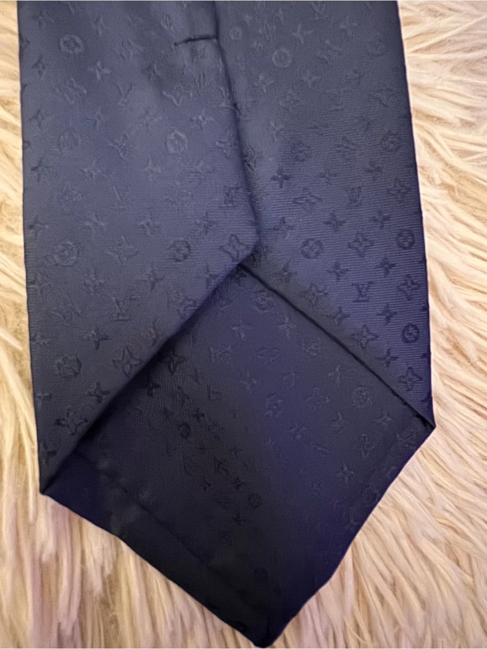 Louis Vuitton Navy Tonal Silk Monogram Men's Tie